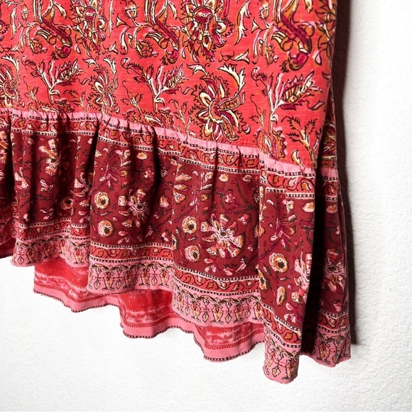 Sundance Lorena Mixed Peplum Popover Paisley Button Top - Picture 8 of 13